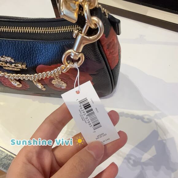 NWT COACH Bundle Swagger Chain Charms Gold CAX00 & CCE28 Teri with Floral - Picture 6 of 12